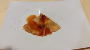 Plato 2 - IX Jornadas Gastronómicas de la Naranja 2018 en Restaurante Pinocchio (Burriana) con Naranja Km0